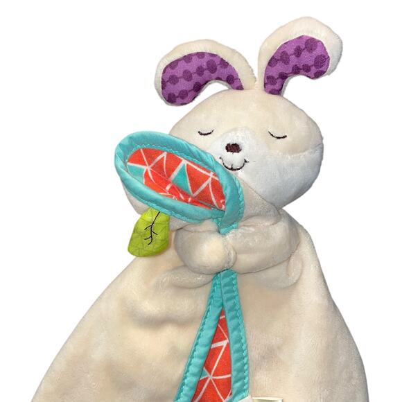 My B Toys Lovey Plush Bunny Rabbit Security Blanket Crinkle Leaf Baby Nursery - Picture 12 of 13